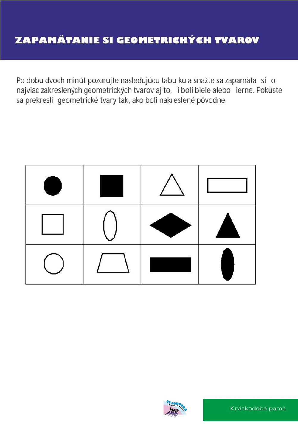 Pracovný list — Zapamätanie si geometrických tvarov