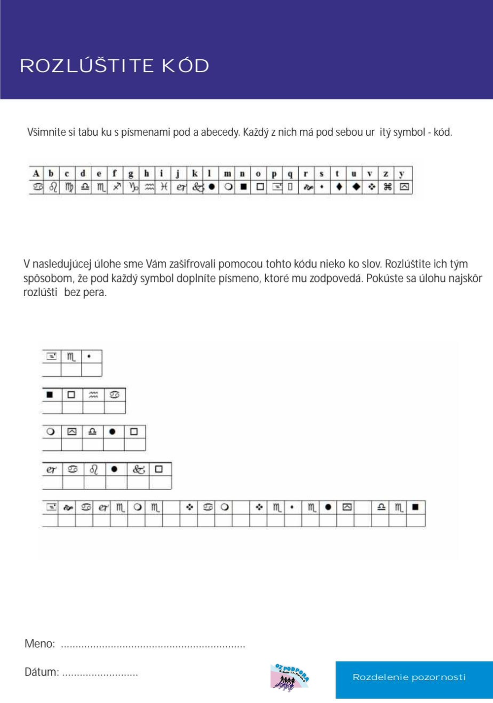 Pracovný list — Rozlúštite kód